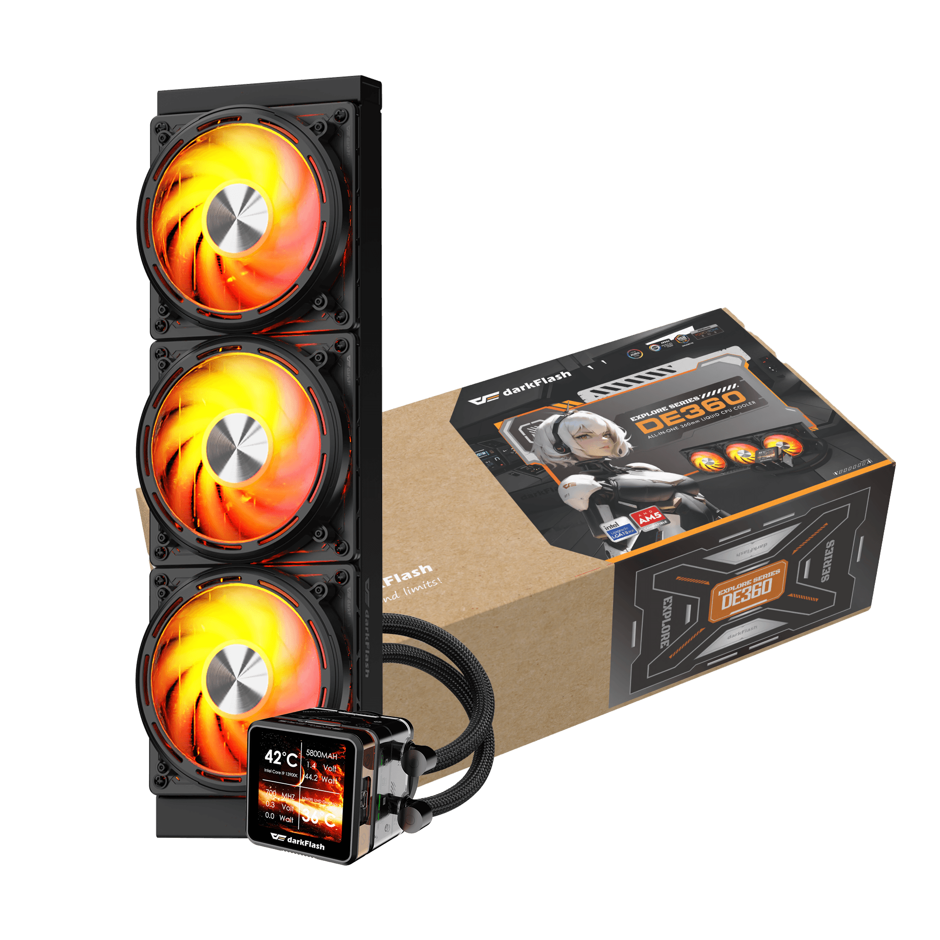 Tản nhiệt nước AIO CPU DARKFLASH DE360 3 Fan Black